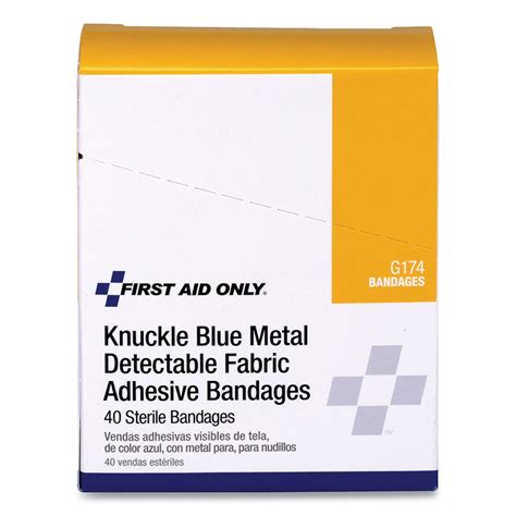 blue metal detectable fabric bandages|first aid only bandages.